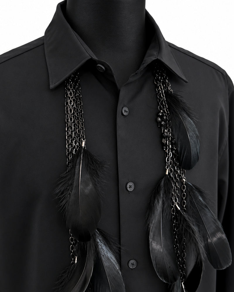 Ranunculus / "Woden" Feather Necklace