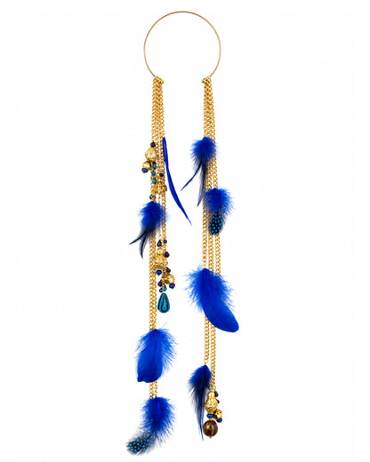 Ranunculus / "Woden" Feather Necklace - Blue Night