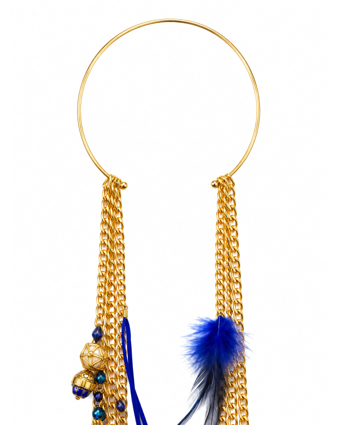Ranunculus / "Woden" Feather Necklace - Blue Night