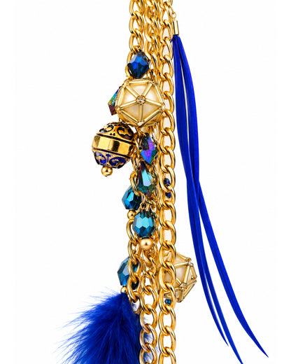 Ranunculus / "Woden" Feather Necklace - Blue Night