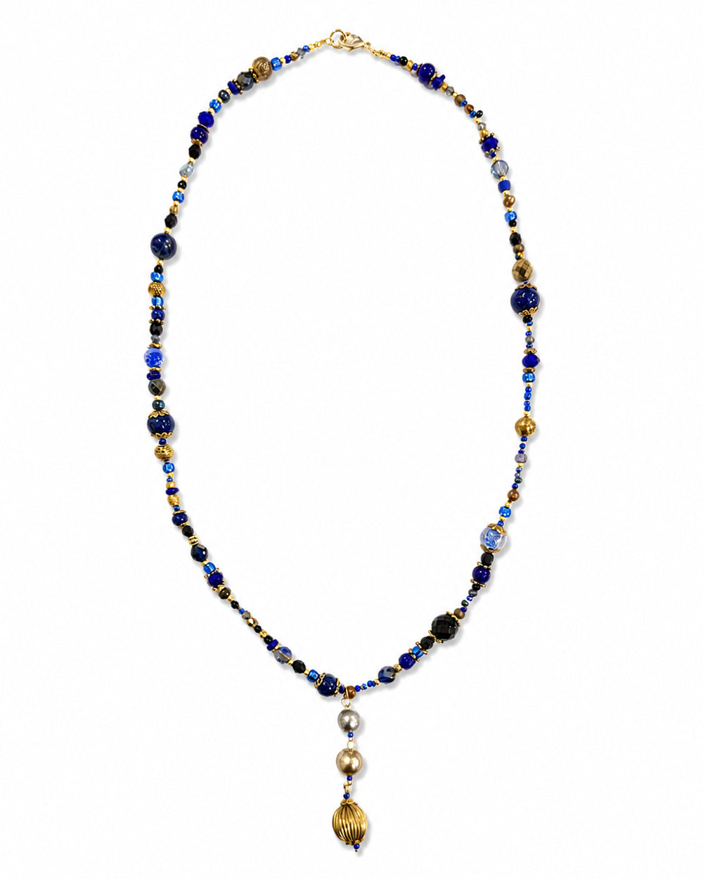 Ranunculus / "Blue Night" 4 Necklace
