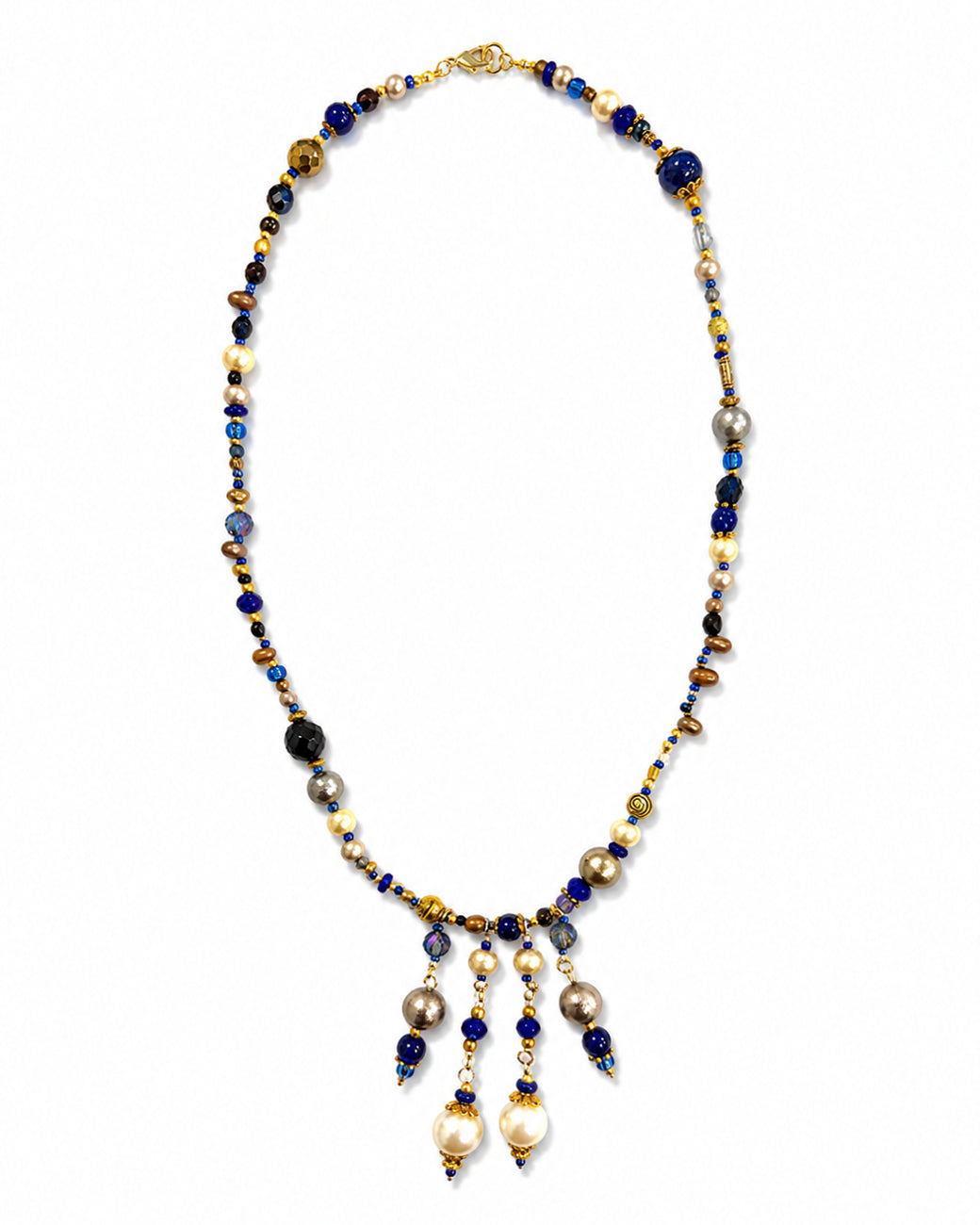Ranunculus / "Blue Night" 4 Necklace