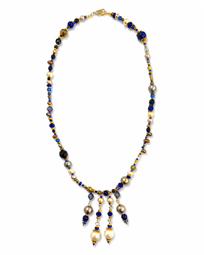 Ranunculus / "Blue Night" 4 Necklace