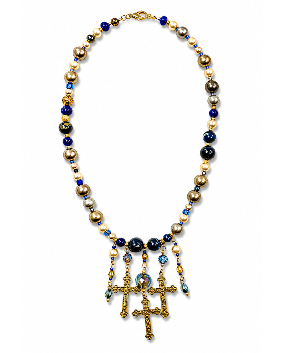 Ranunculus / "Blue Night" 4 Necklace