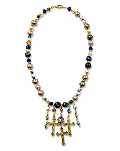 Ranunculus / "Blue Night" 4 Necklace