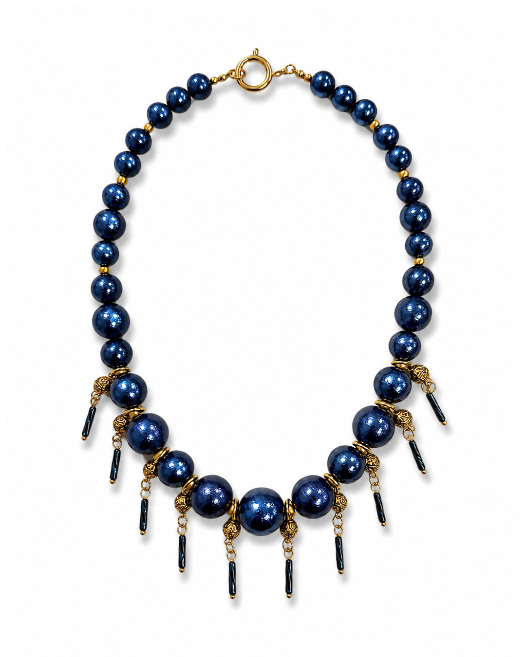 Ranunculus / "Blue Night" 4 Necklace
