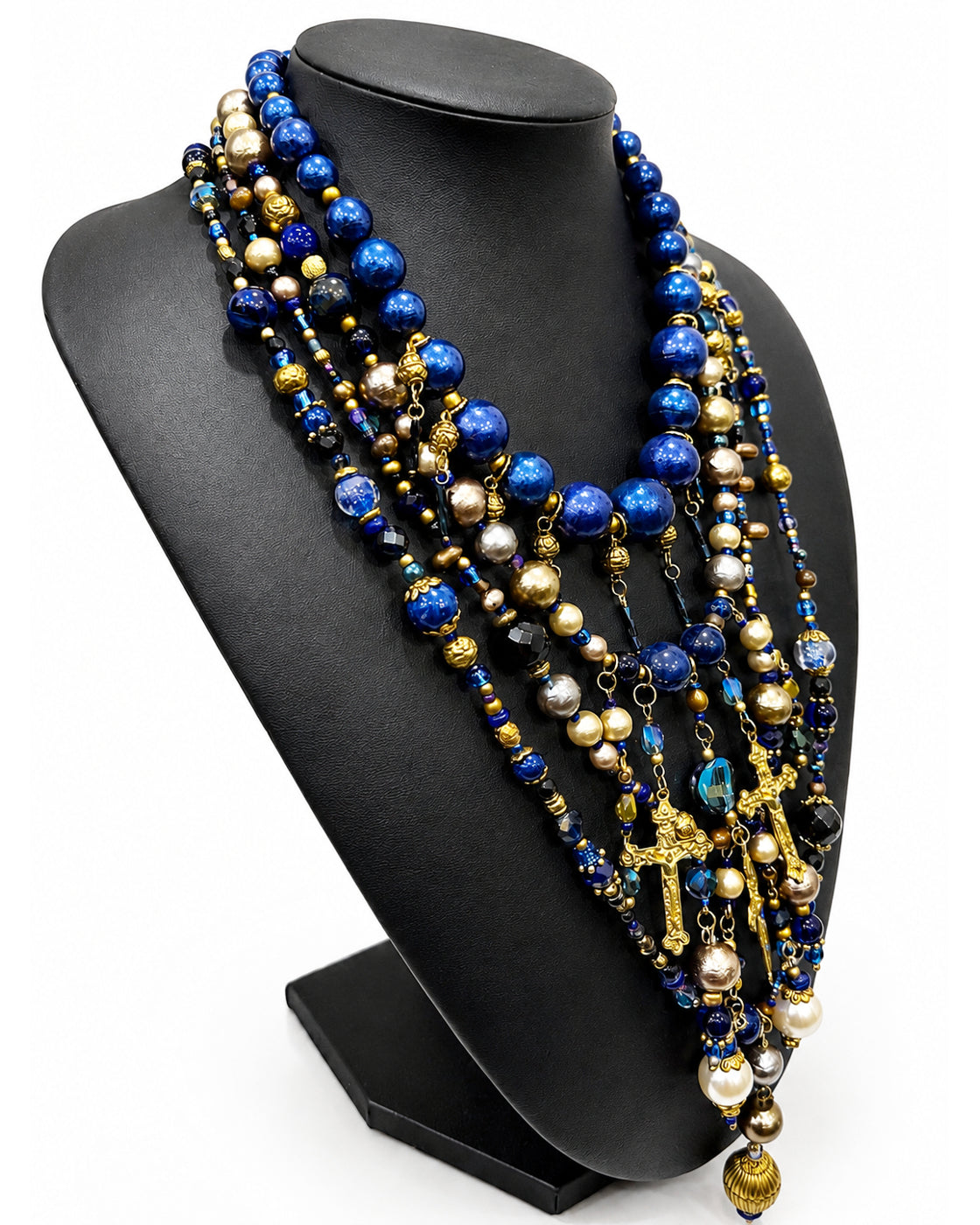 Ranunculus / "Blue Night" 4 Necklace