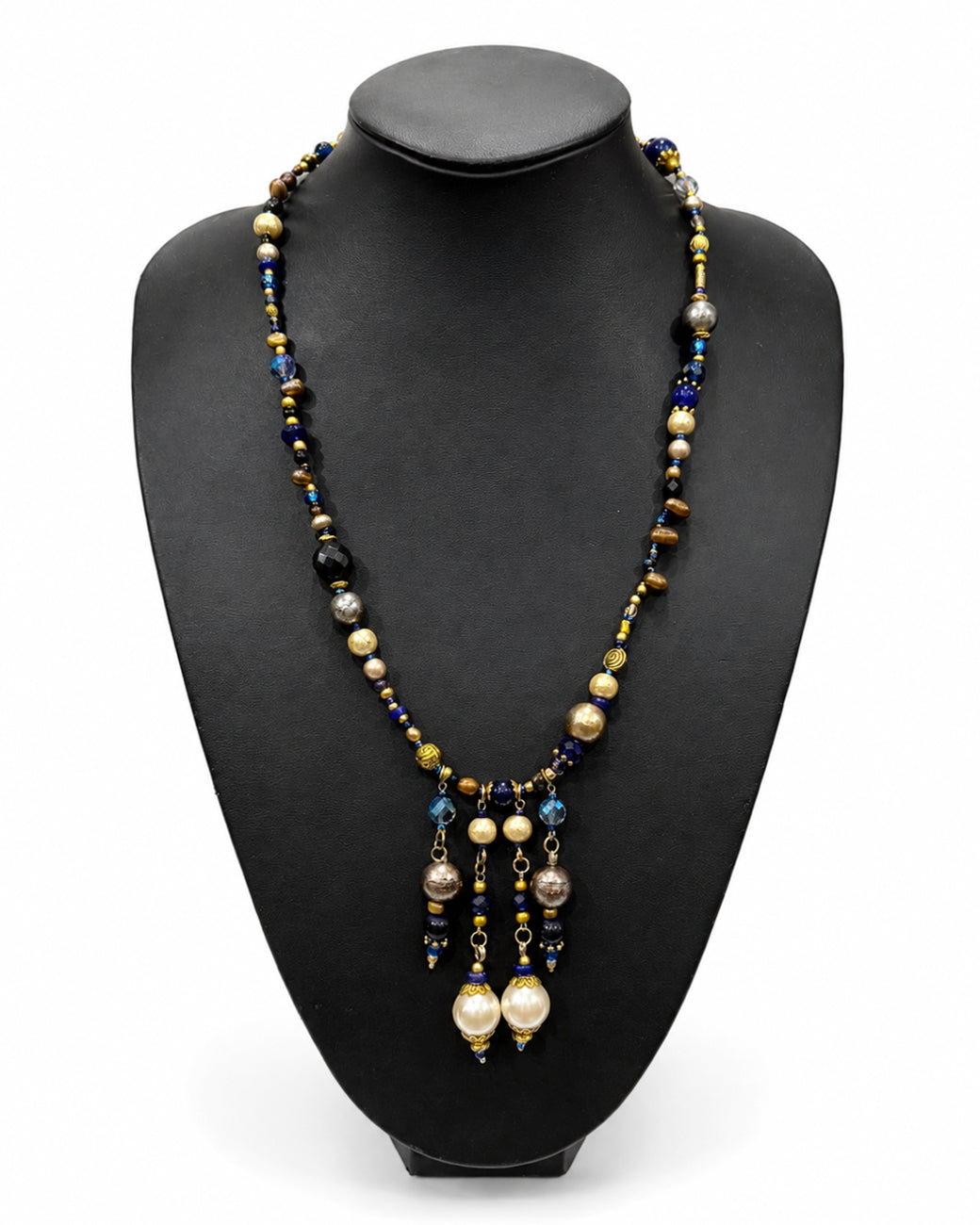 Ranunculus / "Blue Night" 4 Necklace