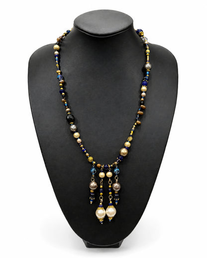 Ranunculus / "Blue Night" 4 Necklace