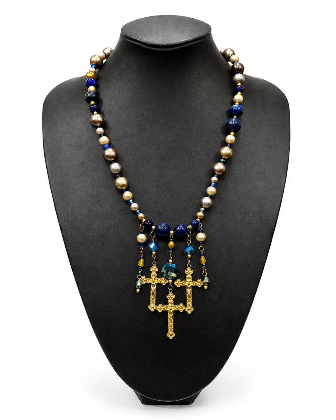 Ranunculus / "Blue Night" 4 Necklace