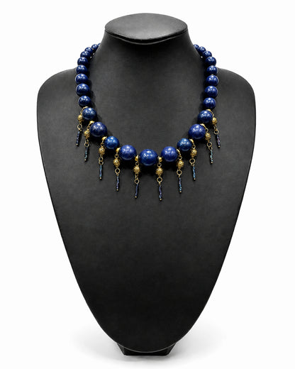Ranunculus / "Blue Night" 4 Necklace