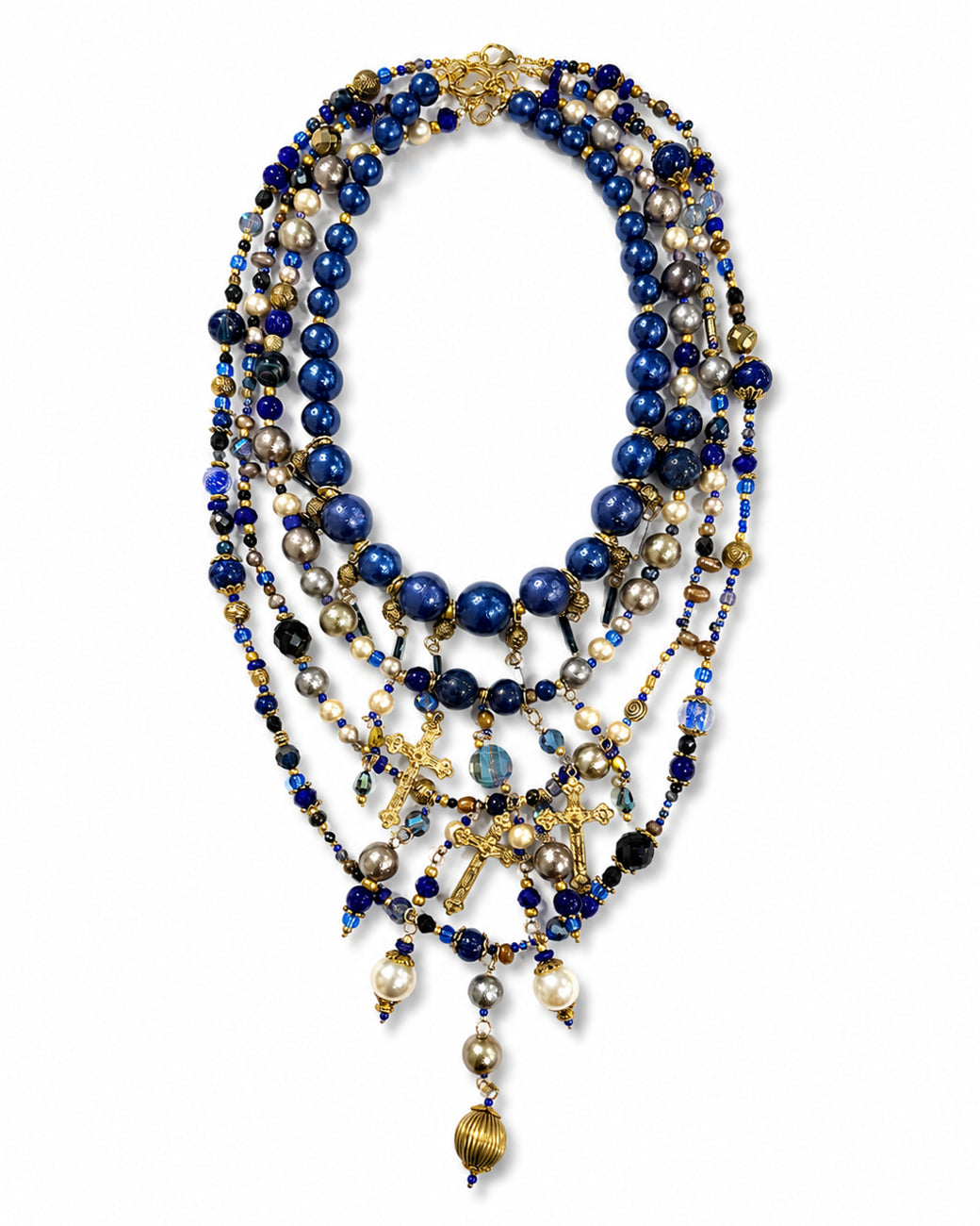 Ranunculus / "Blue Night" 4 Necklace