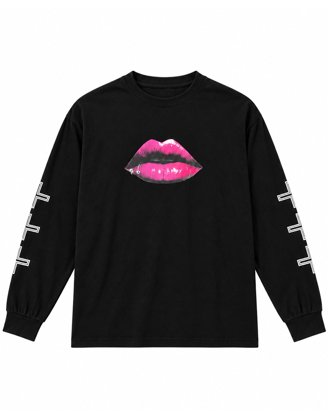 Bennu PLUS / Printed Long Sleeve Tee - THE LIPS - MAGENTA