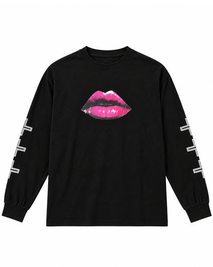 Bennu PLUS / Printed Long Sleeve Tee - THE LIPS - MAGENTA