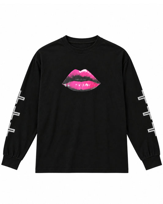 Bennu PLUS / Printed Long Sleeve Tee - THE LIPS - MAGENTA