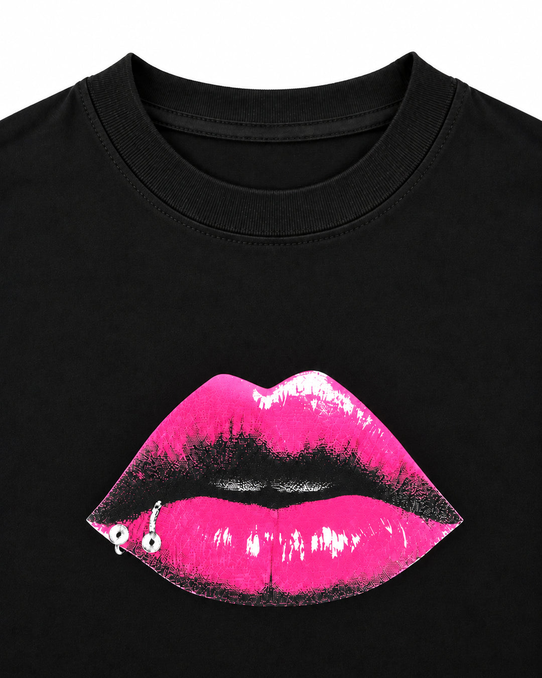 Bennu PLUS / Printed Long Sleeve Tee - THE LIPS - MAGENTA