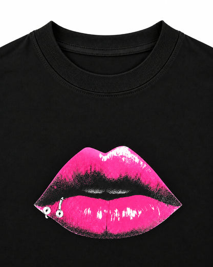 Bennu PLUS / Printed Long Sleeve Tee - THE LIPS - MAGENTA