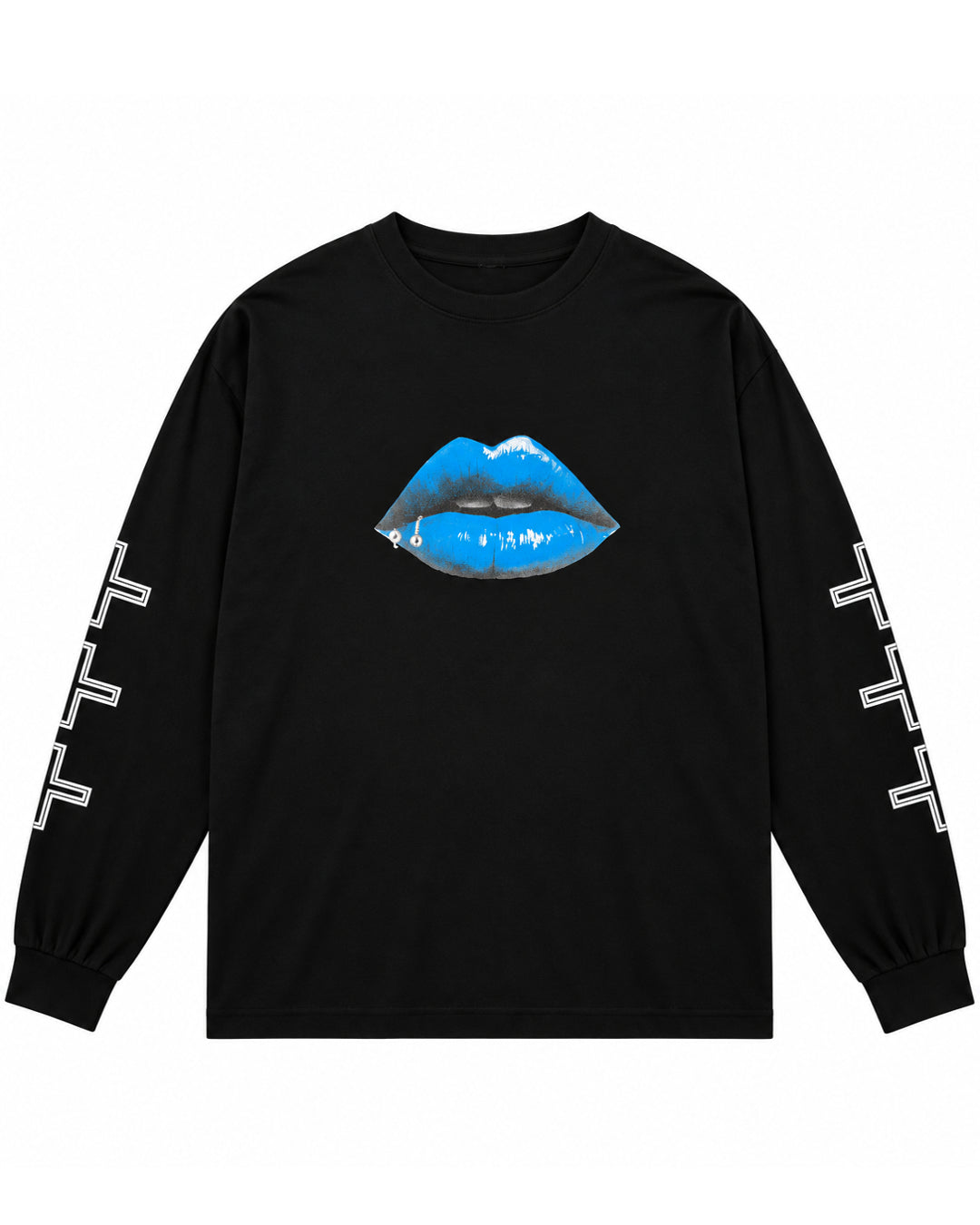 Bennu PLUS / Printed Long Sleeve Tee - THE LIPS - TURQUOISE