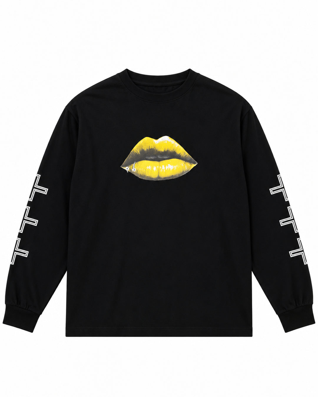 Bennu PLUS / Printed Long Sleeve Tee - THE LIPS - YELLOW