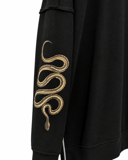Bennu / Side Zip Cut-Off Sweatshirt - Love RED & Snake