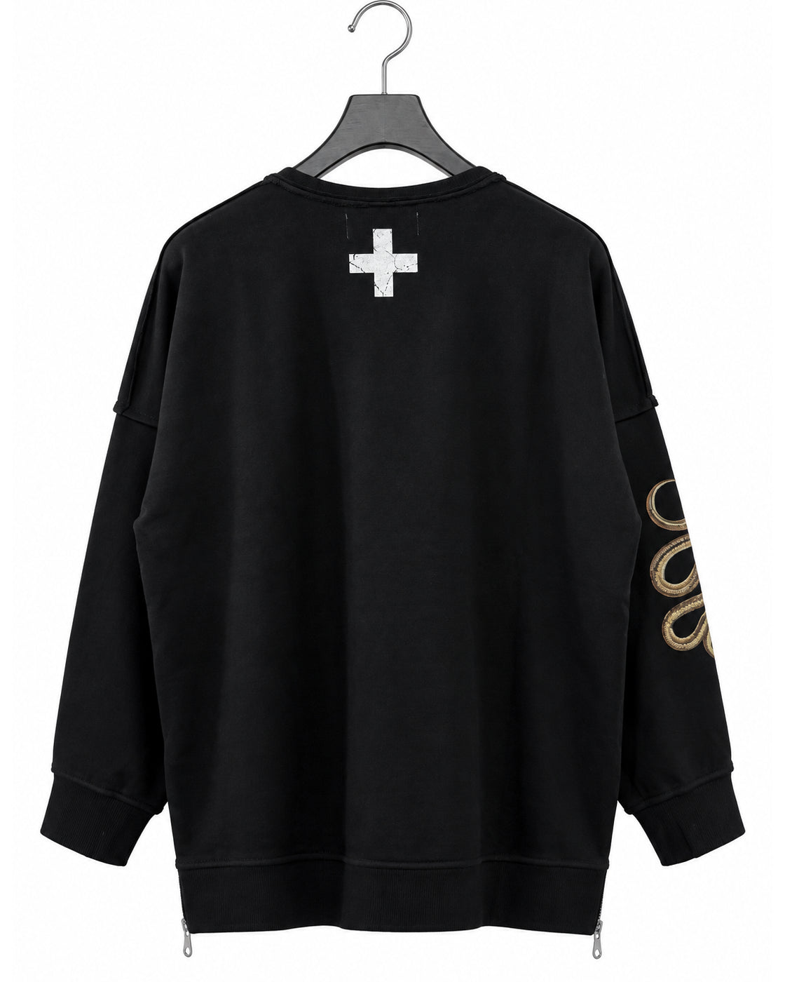 Bennu / Side Zip Cut-Off Sweatshirt - Love RED & Snake