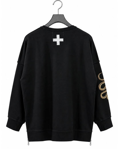 Bennu / Side Zip Cut-Off Sweatshirt - Love RED & Snake