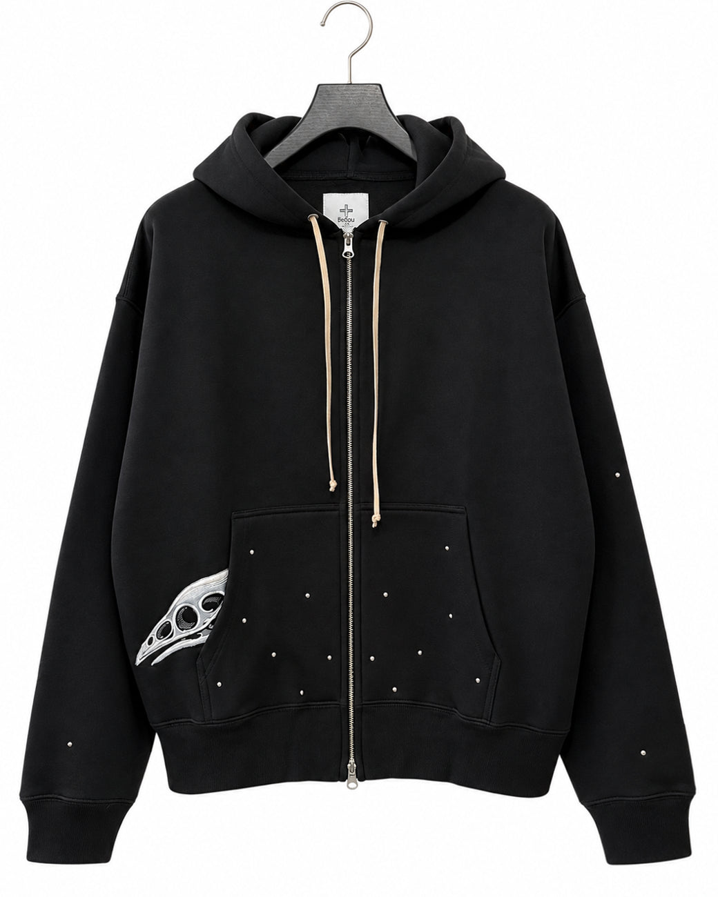 Bennu PLUS / Studs Zip-up Big Hoodie - AFTER SILENCE