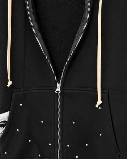 Bennu PLUS / Studs Zip-up Big Hoodie - AFTER SILENCE
