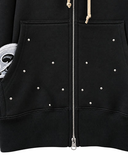 Bennu PLUS / Studs Zip-up Big Hoodie - AFTER SILENCE