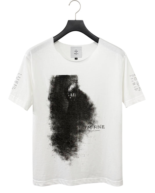 Bennu PLUS / Printed Cut-Off Round neck Tee - BONDS IS FINE - WHITE