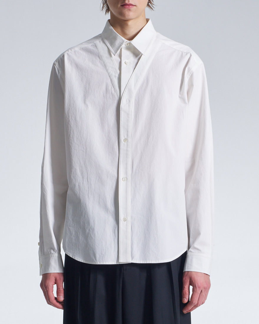HARRISON WONG / Cotton Shirt With V Cut Placket - White