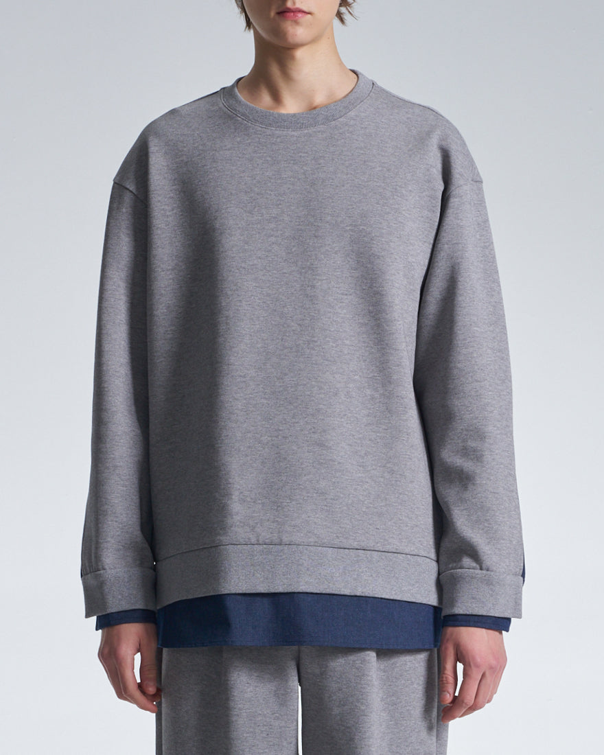 HARRISON WONG / Sweatshirt With Denim Hem - Grey