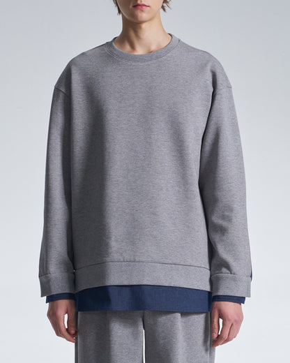 HARRISON WONG / Sweatshirt With Denim Hem - Grey