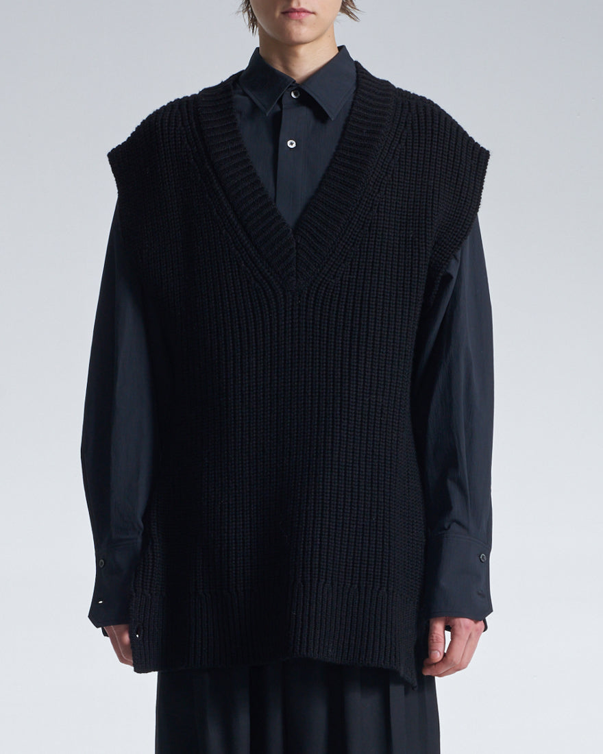 HARRISON WONG / Wide Shoulder Sleeveless Sweater - Black