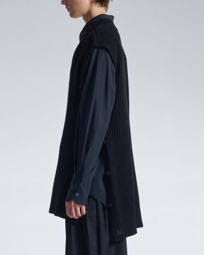 HARRISON WONG / Wide Shoulder Sleeveless Sweater - Black