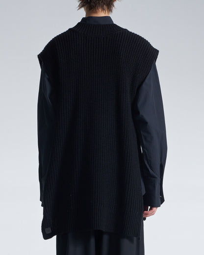 HARRISON WONG / Wide Shoulder Sleeveless Sweater - Black