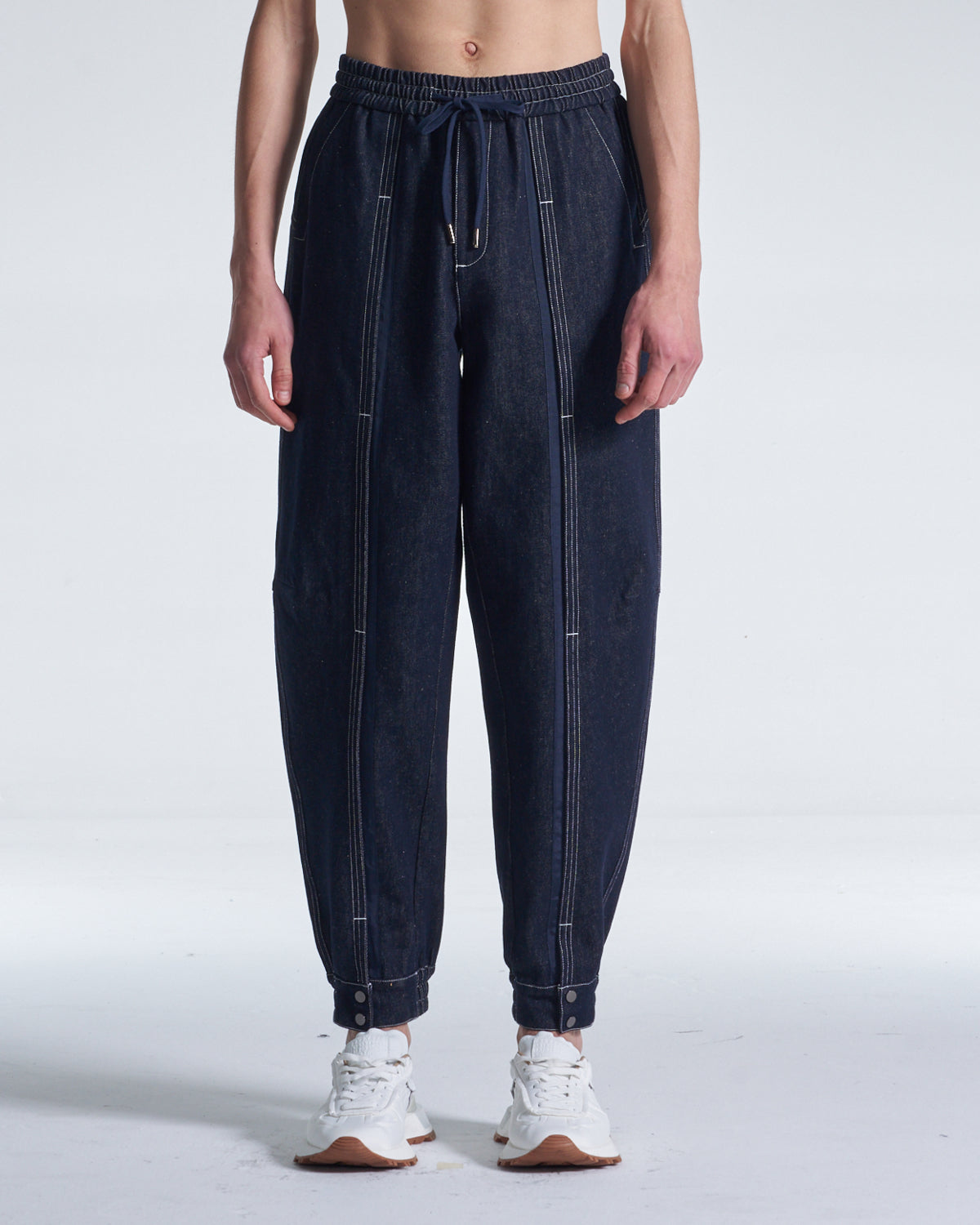 HARRISON WONG / Wide Leg Cotton Pants With Big Back Pockets