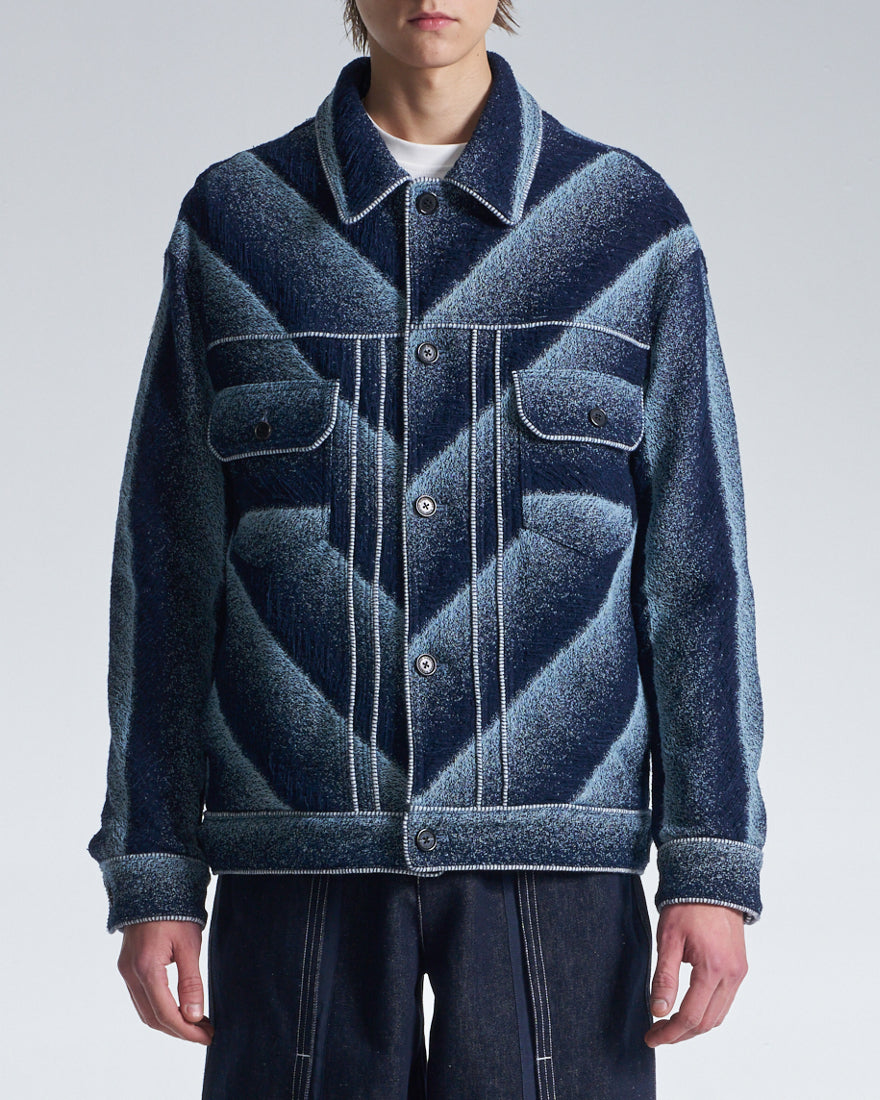 HARRISON WONG / Bias Stripe Denim Jacket