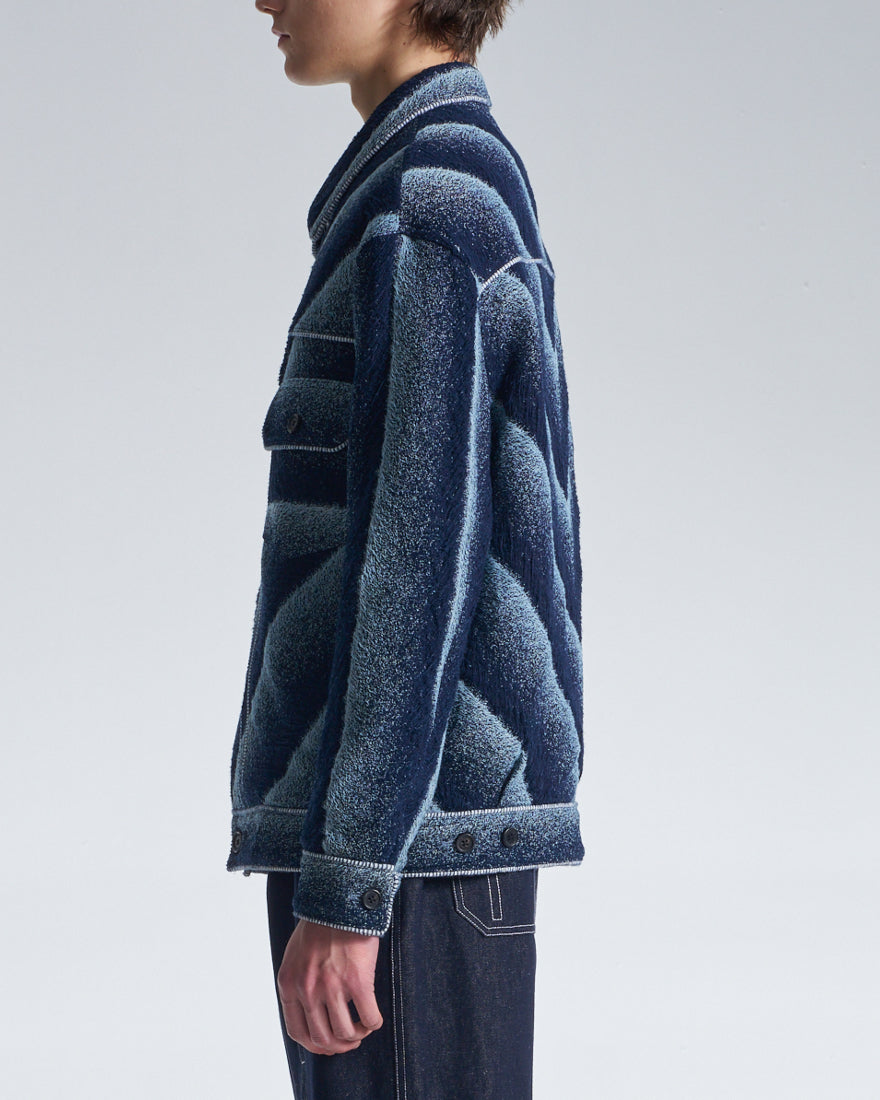 HARRISON WONG / Bias Stripe Denim Jacket