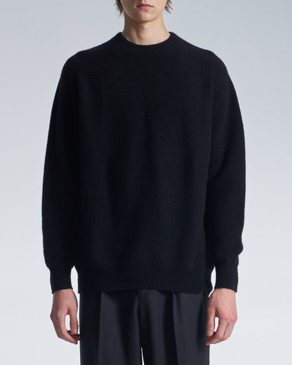 HARRISON WONG / Basic Wool Sweater With Horizontal Weave - Black