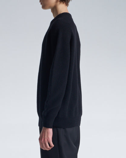HARRISON WONG / Basic Wool Sweater With Horizontal Weave - Black