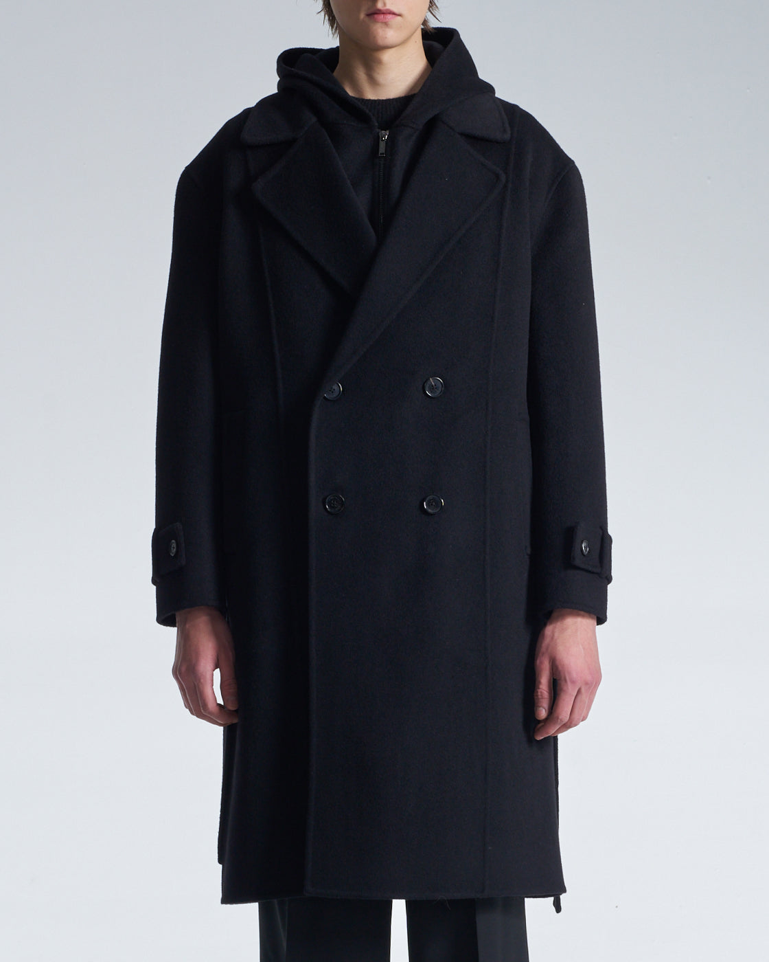 HARRISON WONG | Double Faced Wool 2in1 Trench Coat With Hood