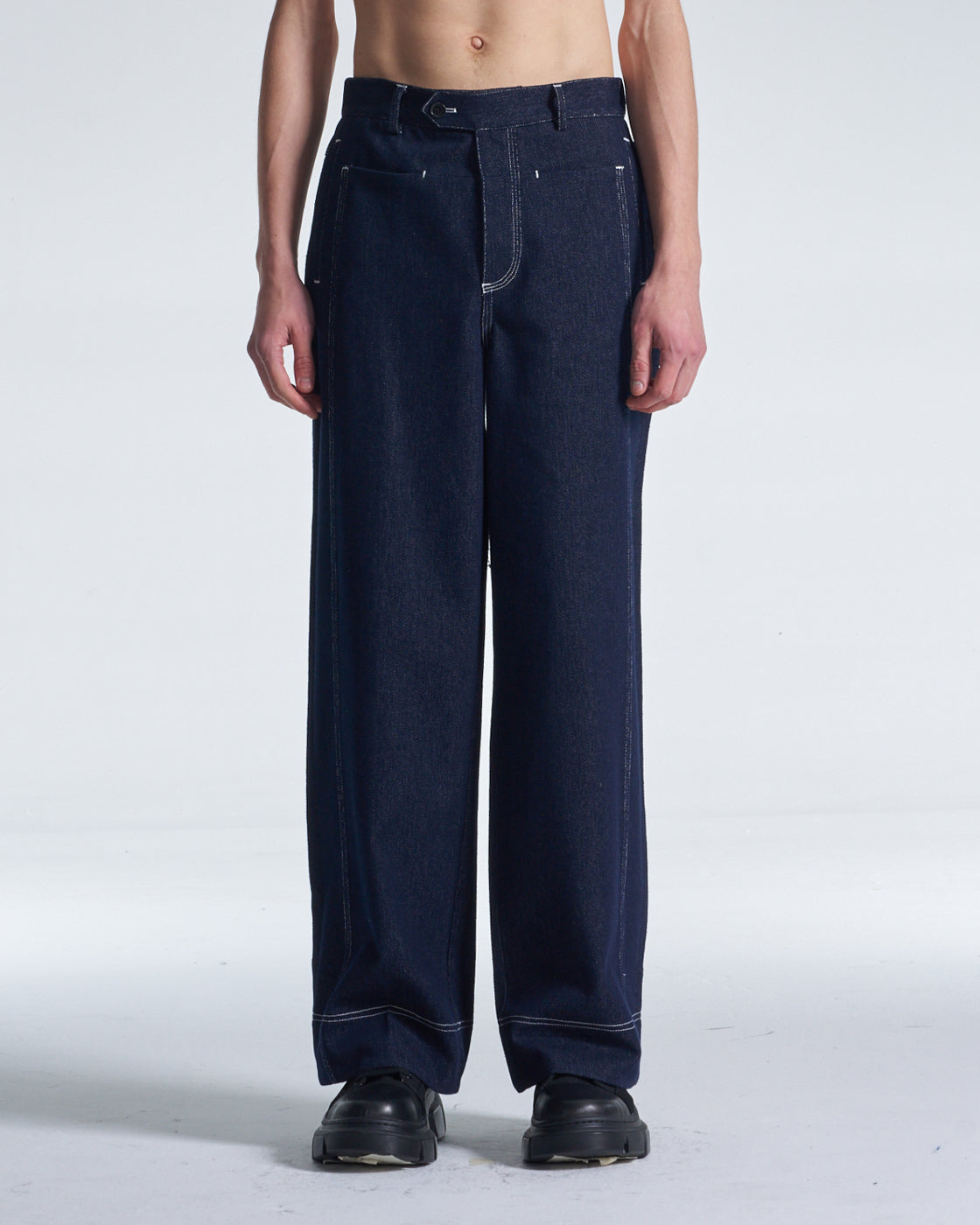 HARRISON WONG / Wide Leg Denim Pants - Navy