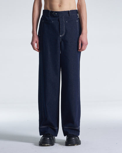 HARRISON WONG / Wide Leg Denim Pants - Navy