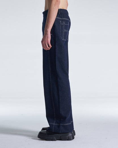 HARRISON WONG / Wide Leg Denim Pants - Navy