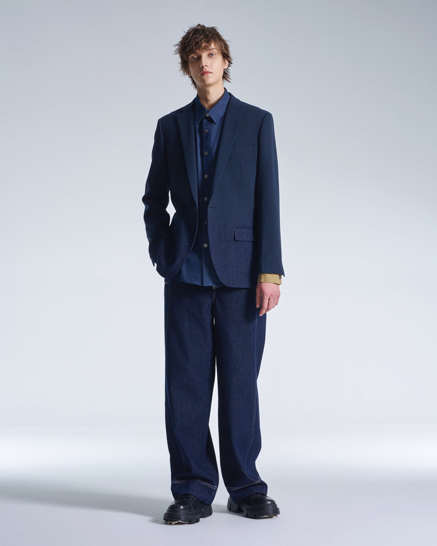 HARRISON WONG / Standard Fit Blazer With Denim Hem