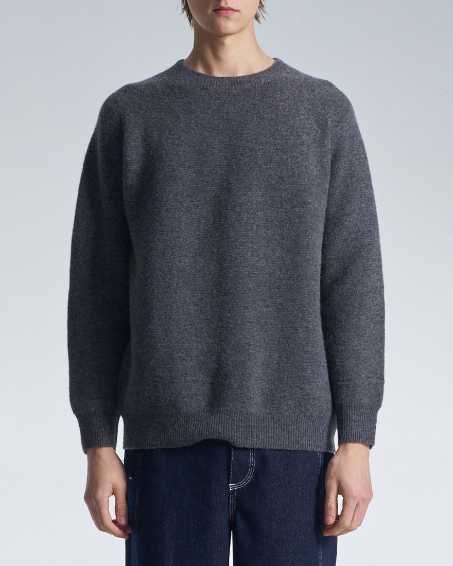 HARRISON WONG / Basic Wool Sweater With Horizontal Weave - Grey