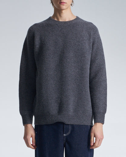 HARRISON WONG / Basic Wool Sweater With Horizontal Weave - Grey