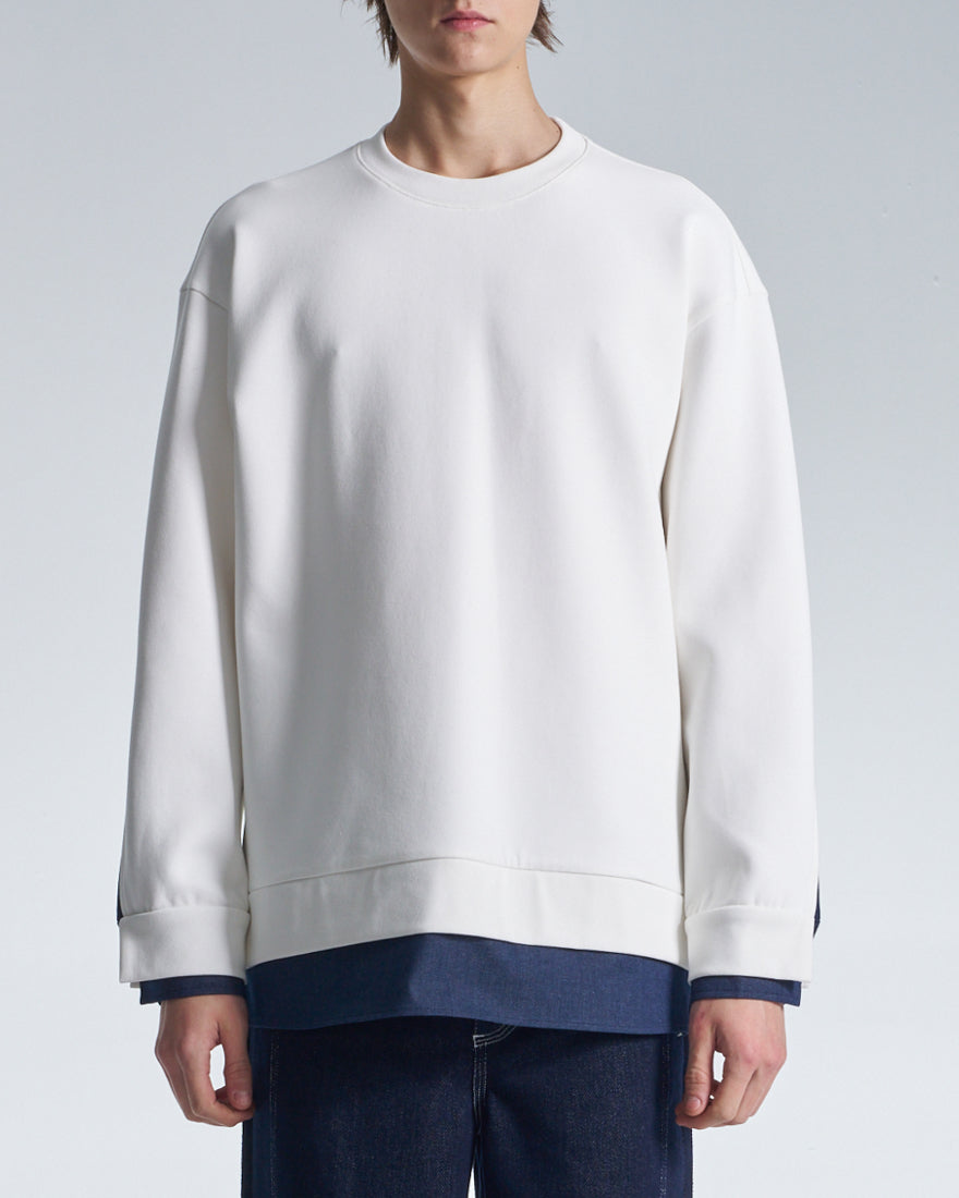 HARRISON WONG / Sweatshirt With Denim Hem - White