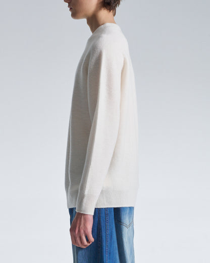 HARRISON WONG / Basic Wool Sweater With Horizontal Weave - White